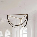 Black Gold Geometric LED Chandelier - Postmodern Indoor Hanging Lamps for Living Room