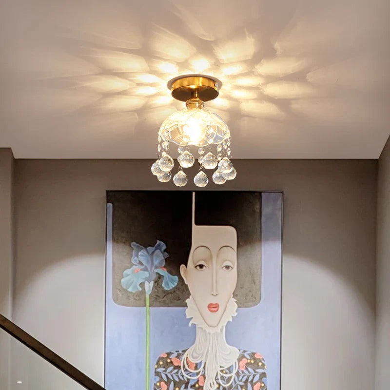 Crystal Glass LED Ceiling Lamp Modern Luxury Interior Lighting Fixture