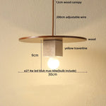 Afralia™ Round Wood LED Pendant Light | Yellow Travertine Stone | Wabi Sabi Home Decor