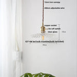 Glass Copper LED Pendant Lamp with Wire Adjustment & Knob Switch