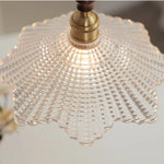 Nordic Walnut Wood LED Pendant Light Clear Glass Hang Lamp