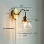 Clear Glass LED Wall Sconce Pull Chain Switch Modern Stair Light