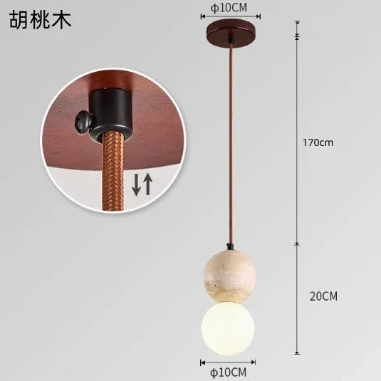 Travertine Stone Pendant Chandelier for Bedroom and Dining Room