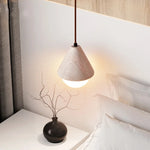 White Glass LED Pendant Light Fixture - Nordic Modern Yellow Travertine Hanging Lamp