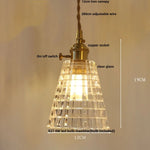 Copper Socket LED Pendant Light with Phenix Glass Shade, Adjustable Hanging Lamp