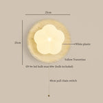 Afralia™ Modern Cotton LED Wall Lamp Pull Chain Switch Yellow Travertine Nordic Bedroom Living Room