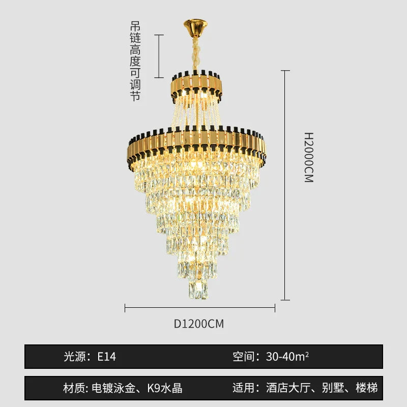 Crystal Chandelier for Duplex Villa Hotel Club Banquet Hall Engineering Lighting