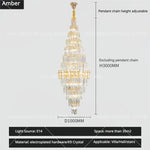 Hollow Spiral Staircase Chandelier | Modern Long Crystal Light for Villa Livingroom