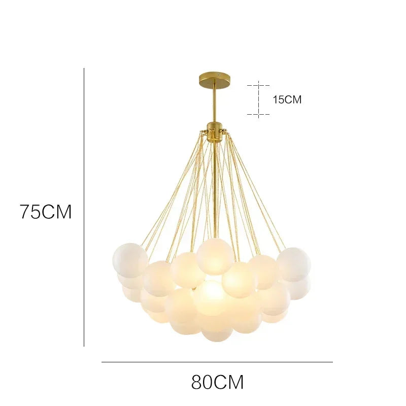 Scandinavian Bubble Glass Chandelier Pendant Light E27 Bulb