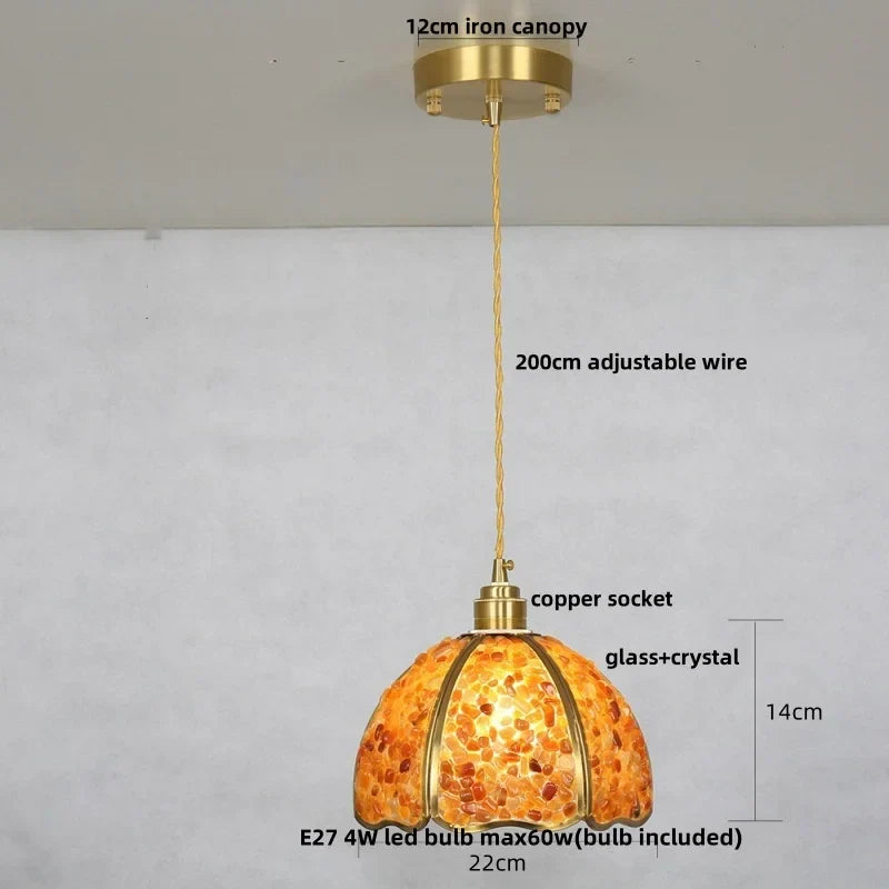 Crystal Glass LED Pendant Lamp with Adjustable Copper Socket for Modern Luxury Décor