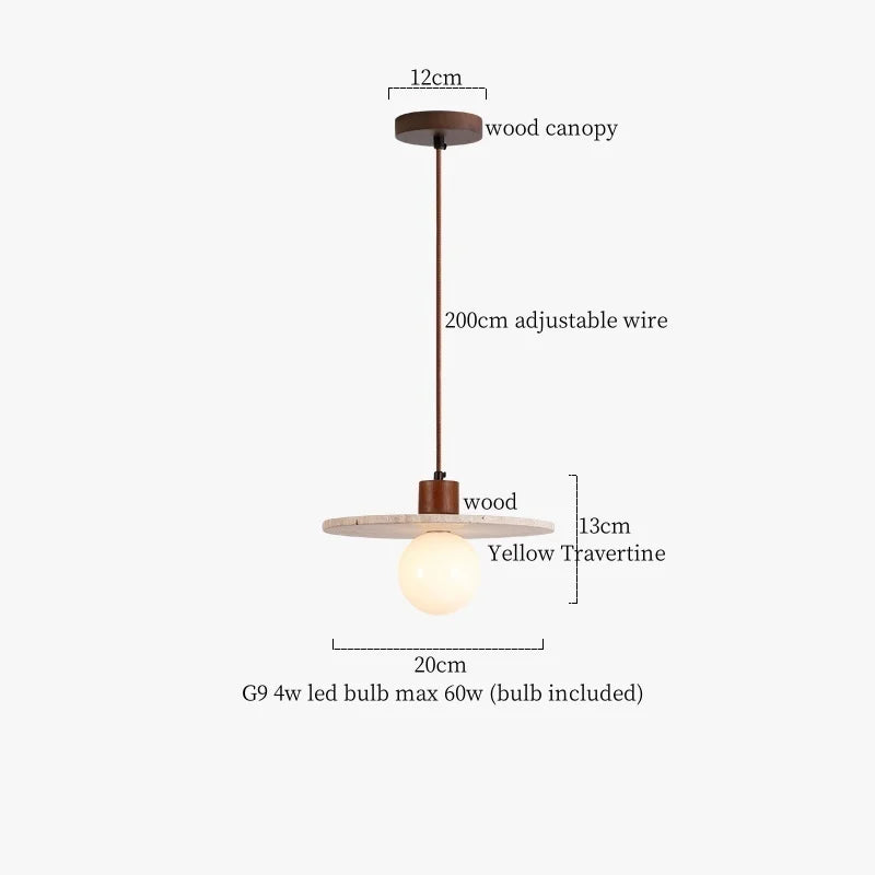 Afralia™ Vintage LED Pendant Light Fixture Iron Yellow Travertine Hanging Lamps Luminaire