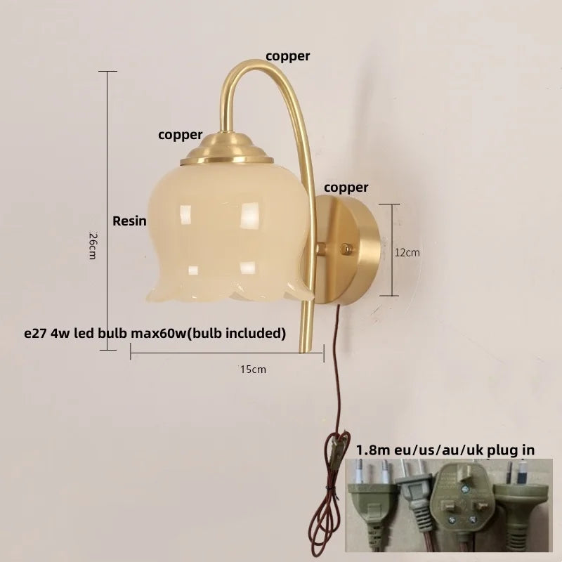 Copper LED Wall Sconce - Modern Nordic Bedroom Light Fixture