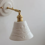 Afralia™ Copper Ceramic LED Wall Lamp with Pull Chain Switch for Stair Living Room