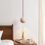 Wabi Sabi LED Pendant Lamp Yellow Travertine Stone Ball Hanging Light
