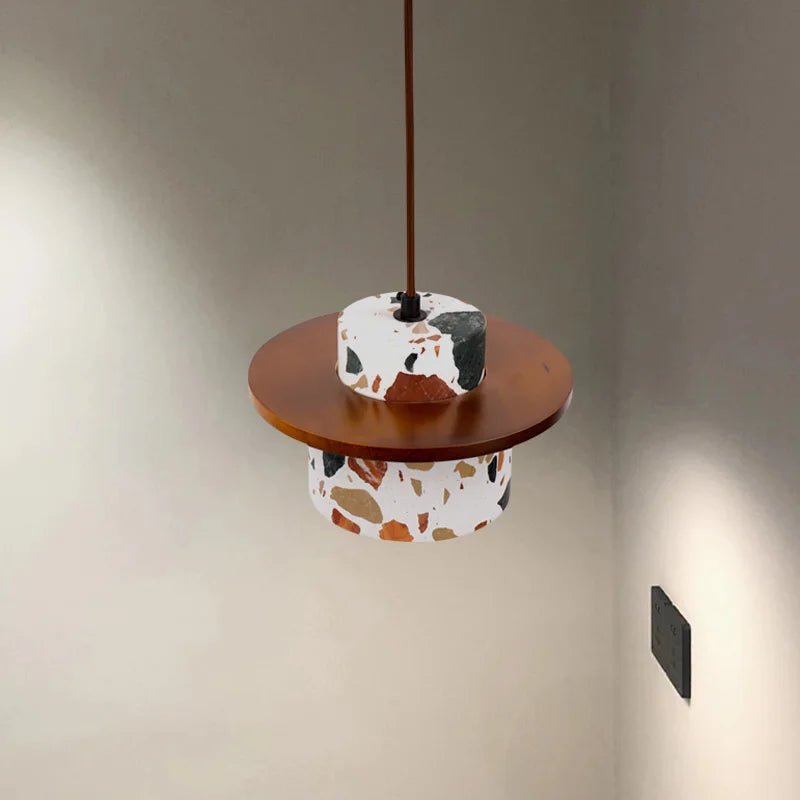 Afralia™ Terrazzo LED Pendant Light - Modern Nordic Wood Hang Lamp