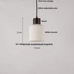 White Ceramic LED Pendant Lamp Copper Modern Wood Nordic Hanging Lights
