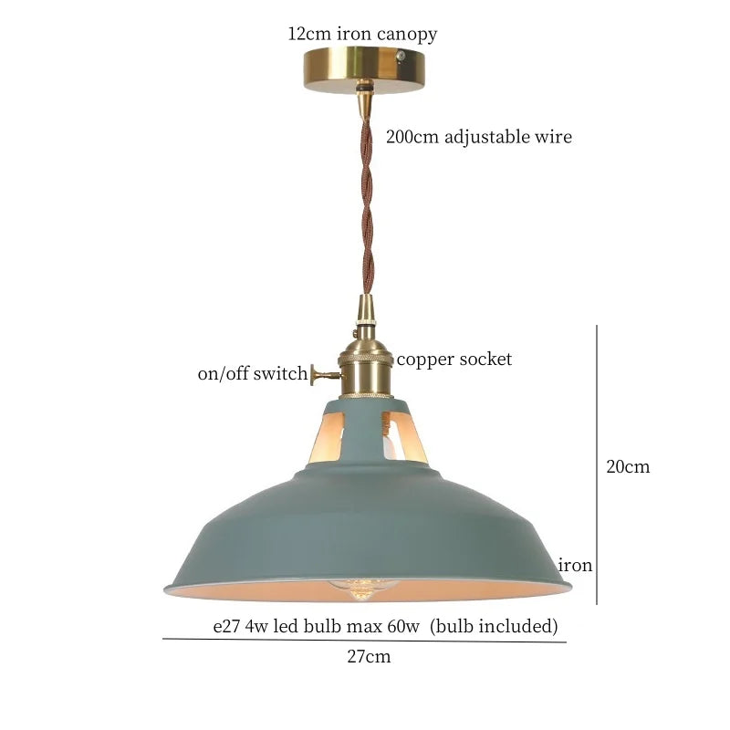 Blue Iron Art LED Pendant Light, Nordic Modern Style for Home and Commercial Spaces