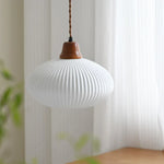 Afralia™ Brown Wood LED Pendant Lamp Ceramic Nordic Hanging Light Fixtures
