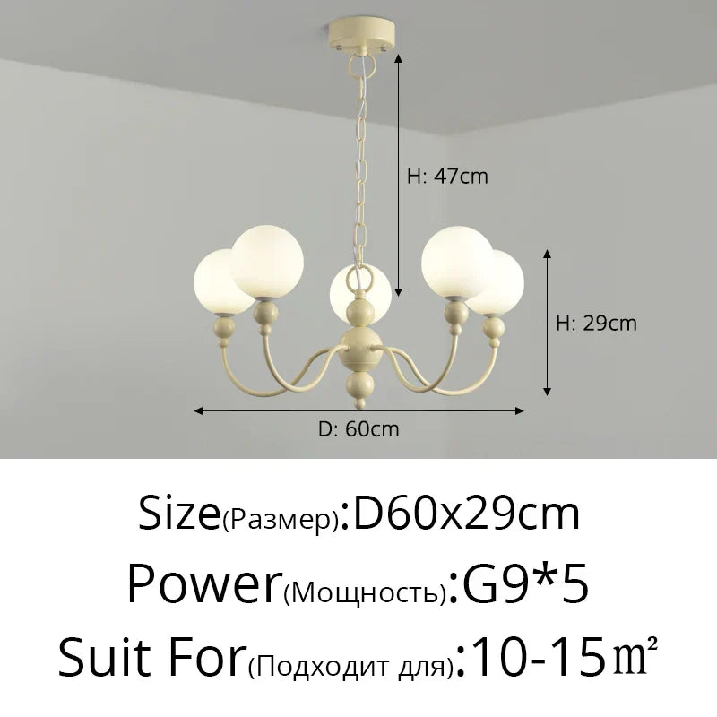 Modern Cream Green Glass Chandelier for Bedroom Living Room Kitchen
