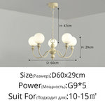 Modern Cream Green Glass Chandelier for Bedroom Living Room Kitchen