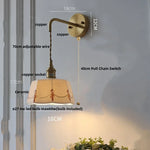 Ceramic Brass LED Wall Light Fixture Pull Chain Switch Bedside Sconce