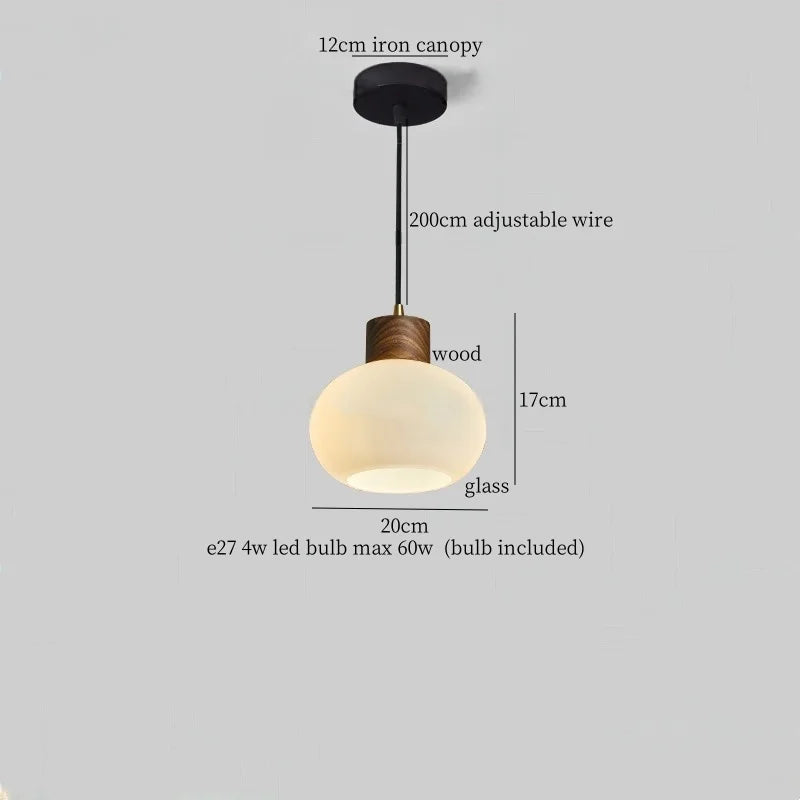 White Glass LED Pendant Lights for Modern Minimalist Decoration