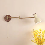Modern Wood Wall Light with Swing Arm, Rotatable Design & Pull Chain Switch