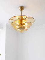 Amber Glass Ceiling Chandelier for Elegant Living Room Decor.