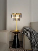 Crystal Table Lamp Gray - Elegant Bedroom Nightstand Lighting