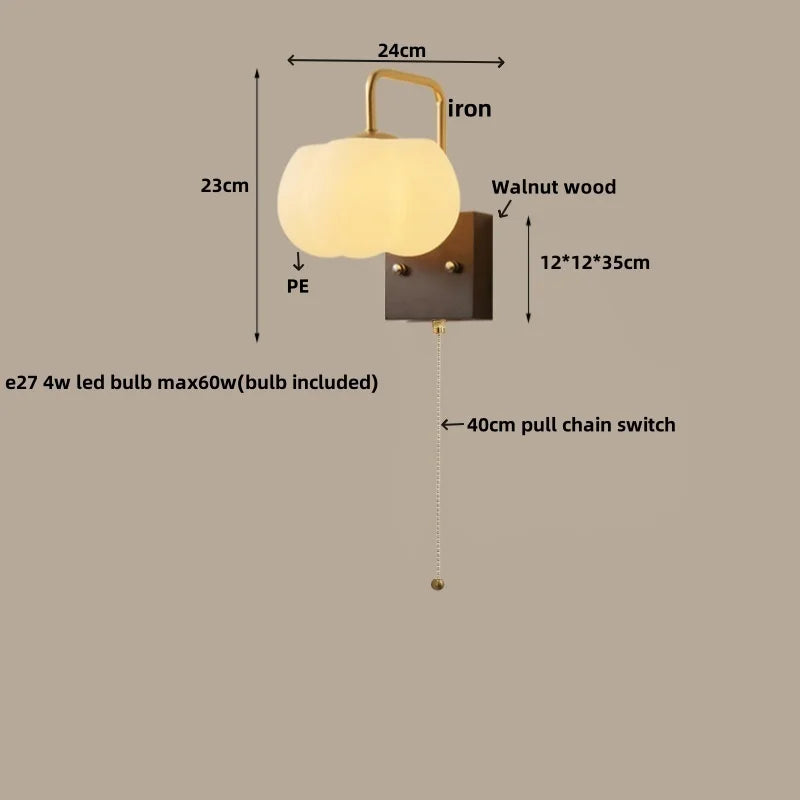 Walnut Wood LED Wall Lamp Home Decor Nordic Vanity Light Fixture