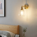 Clear Glass LED Wall Sconce with Pull Chain, Rotating Copper Socket