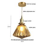 Amber Flower Glass Pendant Lamp LED Knob Switch Nordic Modern Hanging Lights