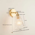 Afralia™ Striped Glass LED Wall Sconce Copper Arm Vintage Lampara Pared