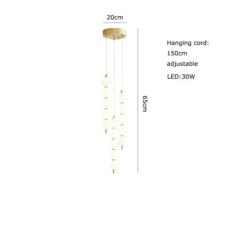 Art Deco LED Glass Pingpong Pendant Light in Gold Chrome Black.