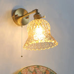 Amber Flower Glass Wall Light Fixture with Pull Chain Switch