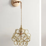 Pink Flower Glass LED Wall Light: Copper Nordic Modern Bedroom Lamp