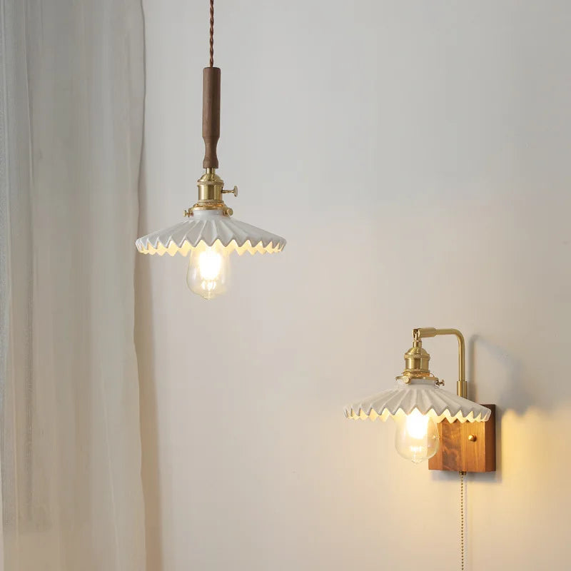 Copper Ceramic LED Pendant Light with Knob Switch - 4w Bulb & Lamparas Colgante