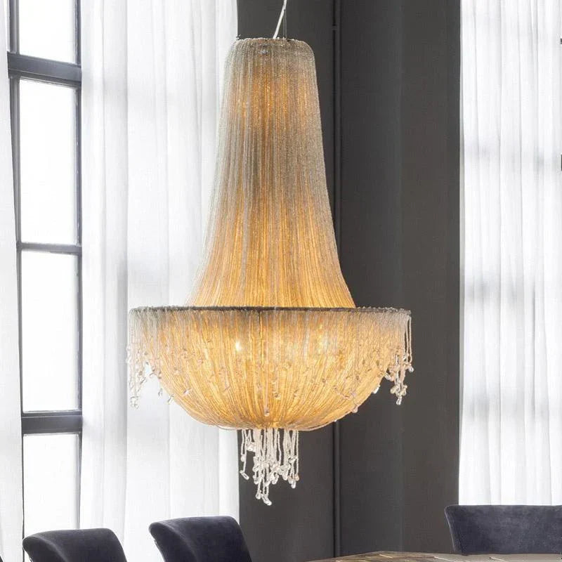 Tassel Crystal Pendant Chandelier for Luxury Living Room Villa Bedroom