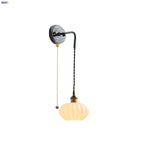 Afralia™ Ceramic LED Wall Lamp with Pull Chain Switch, Adjustable Stair Light Sconce