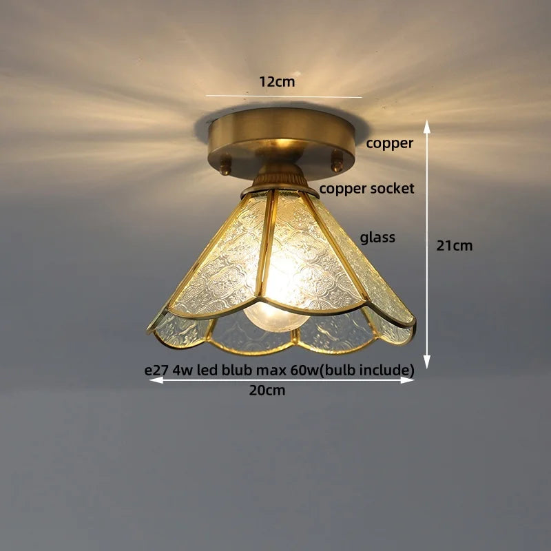 Tiffany Glass LED Ceiling Light - Modern Nordic Style Flush Mount Lamp