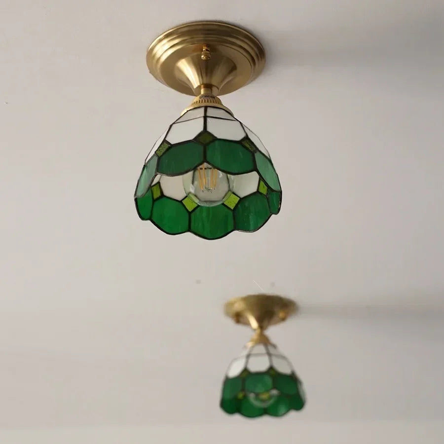 Tiffany Glass LED Ceiling Light - Modern Nordic Style Flush Mount Lamp