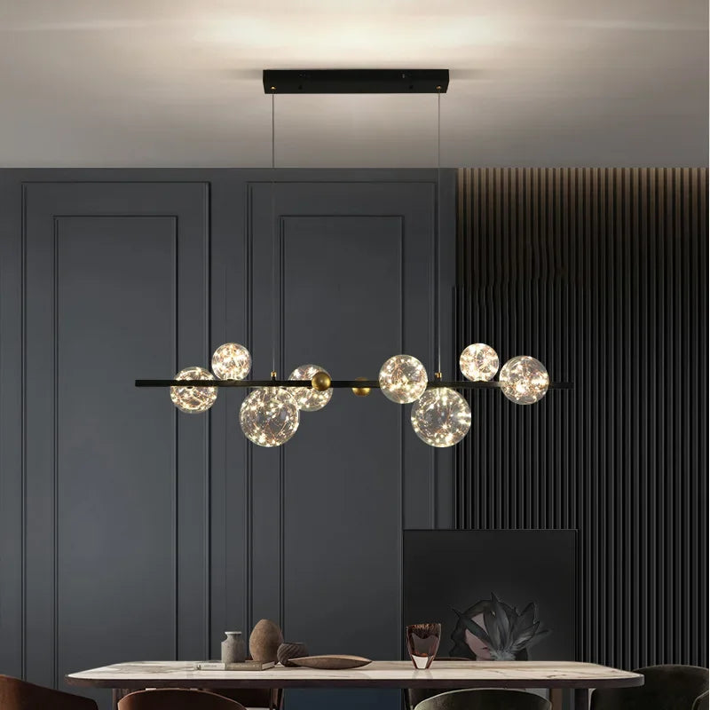 Modern Dimmable Metal Pendant Lights with Glass Globe for Dining Room & Bar