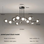 Afralia™ Glass Globe Black Led Pendant Chandelier - Nordic Style Dining Room Decor