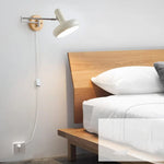 Rotating LED Wall Sconce with Pull Chain Switch, Wood Base Bedside Lamp