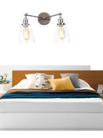 2 Head LED Wall Lamps Iron Glass Bedroom Stair Light Fixtures