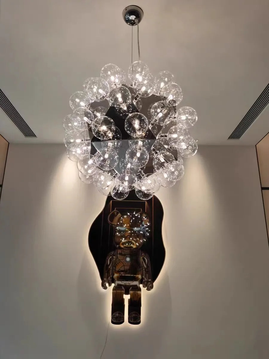 Clear Glass Bubble G4 LED Dandelion Chandelier - Gold/Silver/Black Hardware