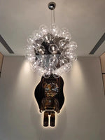 Clear Glass Bubble G4 LED Dandelion Chandelier - Gold/Silver/Black Hardware