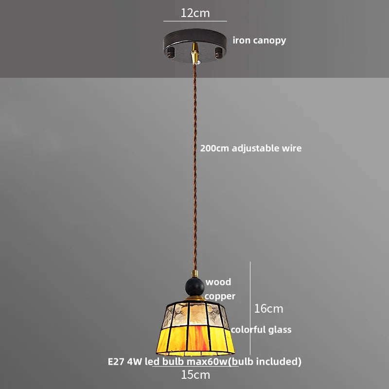 Afralia™ Tiffany Glass LED Pendant Lights - Modern Nordic Adjustable Hanging Lamp fix