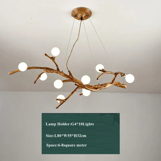 Retro LED Chandelier Living Room Study Bedroom Art Brown Pendant Light