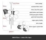 Glass Shades LED Chandelier Stairs Art Metal Lighting Luxe Chain Hanging Lamp